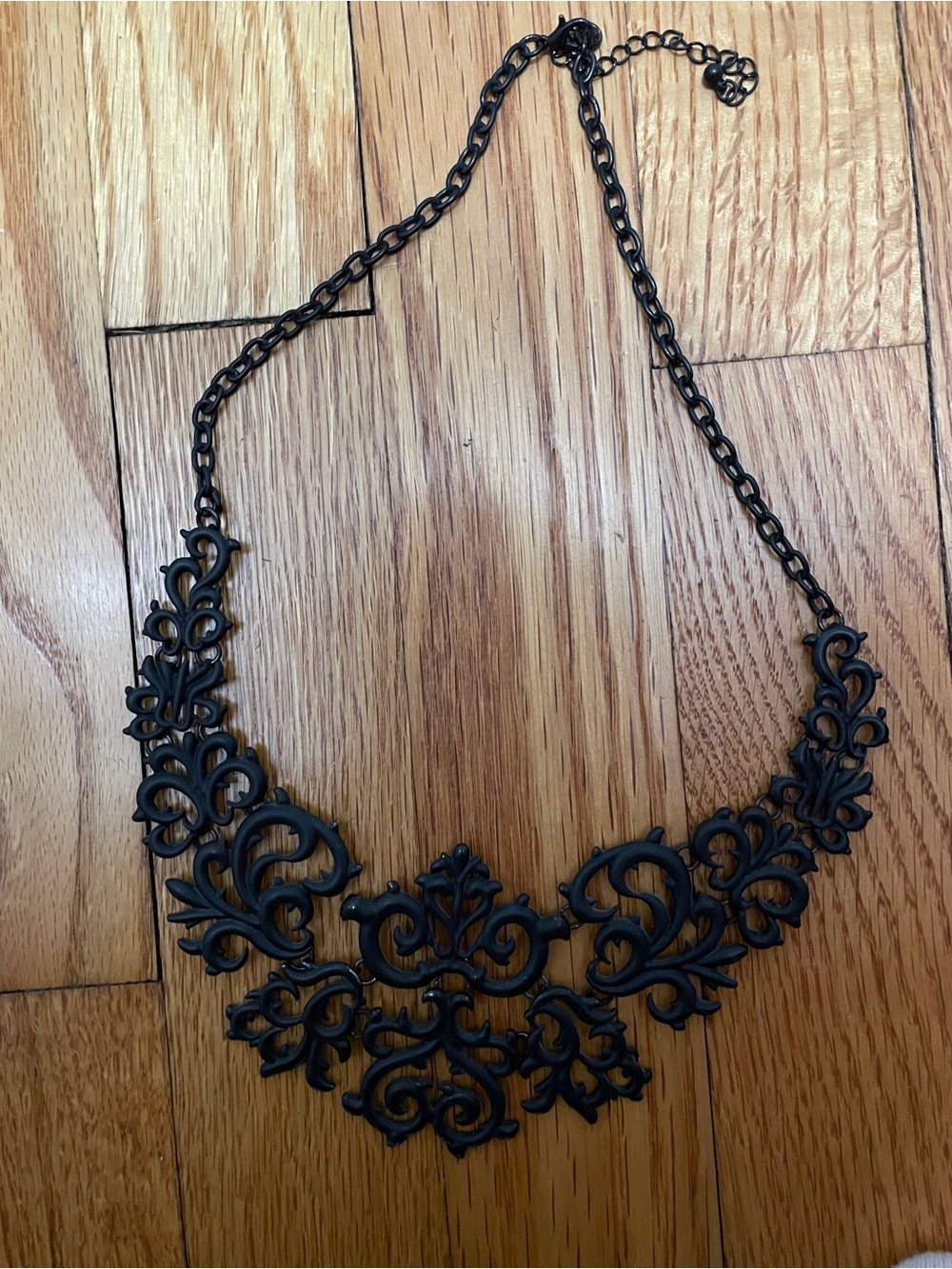 Ornate Black Filigree Bib Necklace